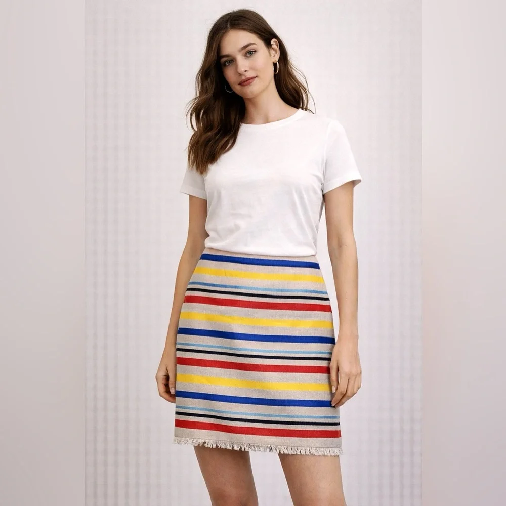 J.CREW jacquard colorful stripped pencil skirt